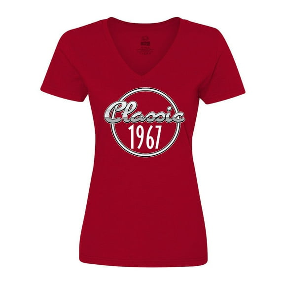 Inktastic Classic 1967 Birth Year Women's V-Neck T-Shirt
