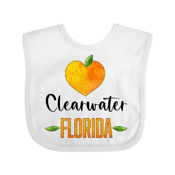 Inktastic Clearwater Florida Orange in Heart Boys or Girls Baby Bib