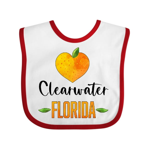 Inktastic Clearwater Florida Orange in Heart Boys or Girls Baby Bib