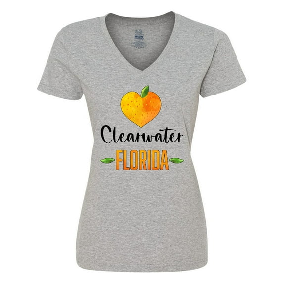 Inktastic Clearwater Florida Orange in Heart Women's V-Neck T-Shirt
