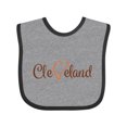 thumbnail image 1 of Inktastic Cleveland Heart Cursive Orange Boys or Girls Baby Bib, 1 of 4
