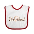 thumbnail image 1 of Inktastic Cleveland Heart Cursive Orange Boys or Girls Baby Bib, 1 of 4
