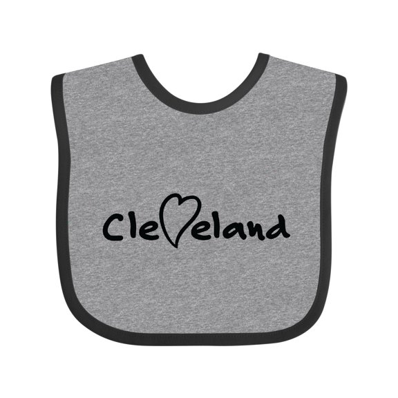 Inktastic Cleveland Heart Handwriting Black Boys or Girls Baby Bib