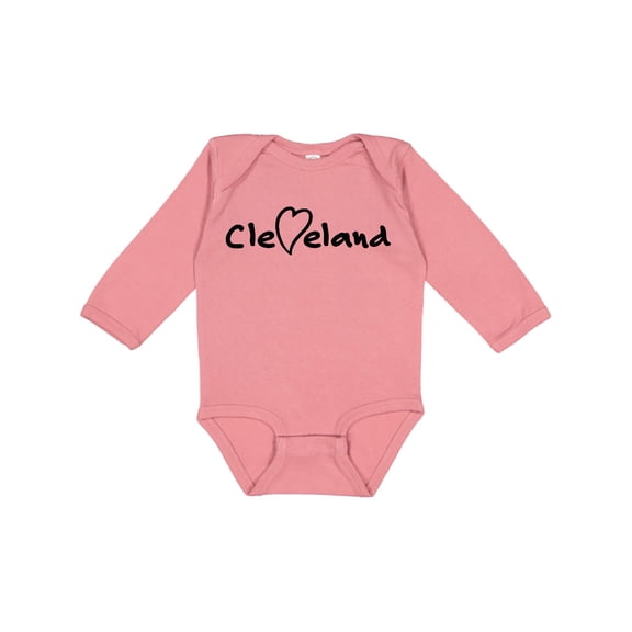 Inktastic Cleveland Heart Handwriting Black Boys or Girls Long Sleeve Baby Bodysuit