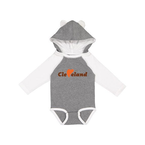 Inktastic Cleveland Heart Solid Orange Boys or Girls Long Sleeve Baby Bodysuit