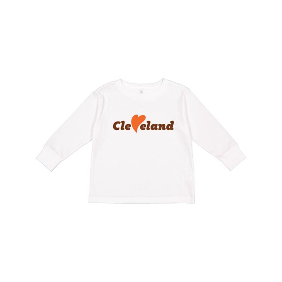 Inktastic Cleveland Heart Solid Orange Boys or Girls Long Sleeve Toddler T-Shirt