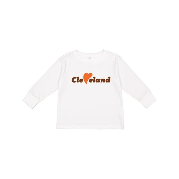 Inktastic Cleveland Heart Solid Orange Boys or Girls Long Sleeve Toddler T-Shirt