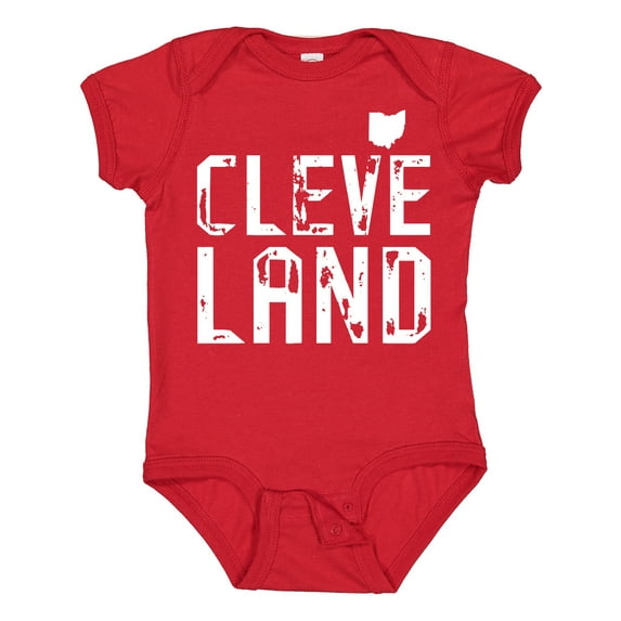 Inktastic Cleveland, Ohio Distressed Font Boys or Girls Baby Bodysuit