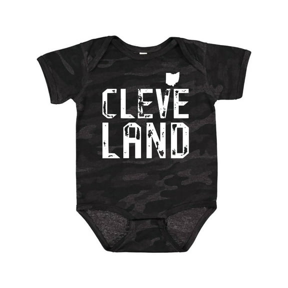 Inktastic Cleveland, Ohio Distressed Font Boys or Girls Baby Bodysuit
