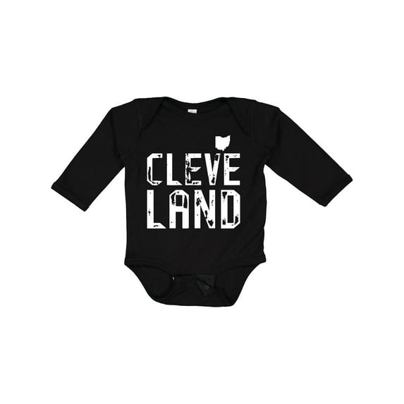 Inktastic Cleveland, Ohio Distressed Font Boys or Girls Long Sleeve Baby Bodysuit