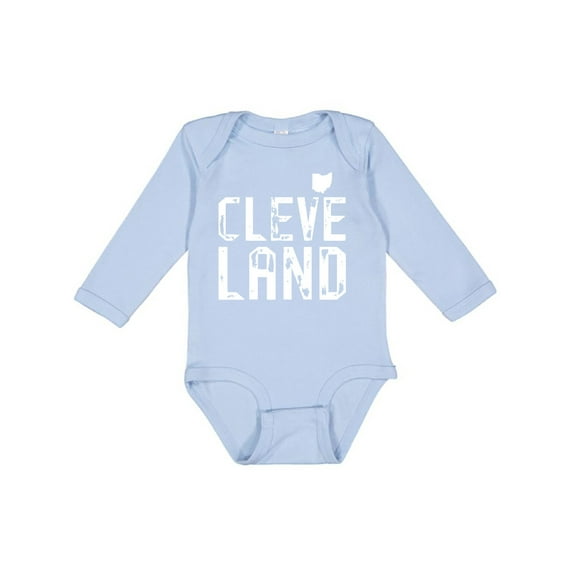 Inktastic Cleveland, Ohio Distressed Font Boys or Girls Long Sleeve Baby Bodysuit