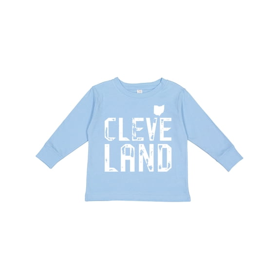 Inktastic Cleveland, Ohio Distressed Font Boys or Girls Long Sleeve Toddler T-Shirt