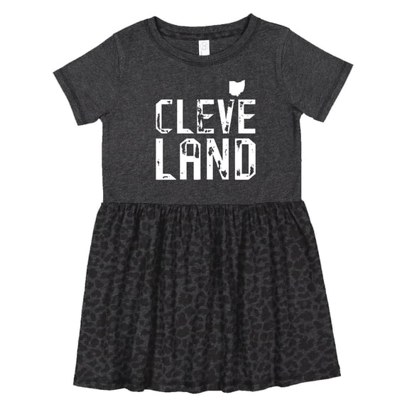 Inktastic Cleveland, Ohio Distressed Font Girls Toddler Dress