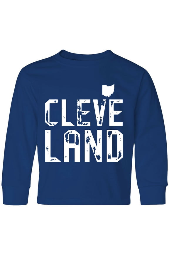 Cleveland, Ohio Distressed Font Long Sleeve Youth T-Shirt