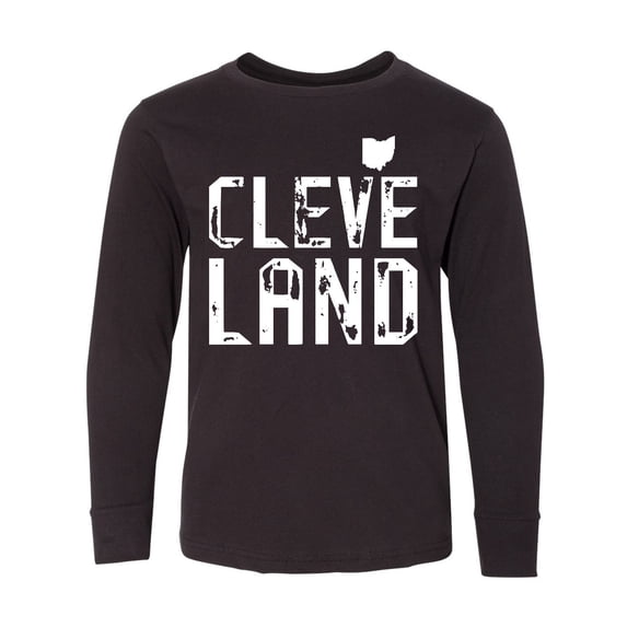 Inktastic Cleveland, Ohio Distressed Font Long Sleeve Youth T-Shirt