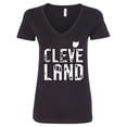 thumbnail image 1 of Inktastic Cleveland, Ohio Distressed Font Women's V-Neck T-Shirt, 1 of 5