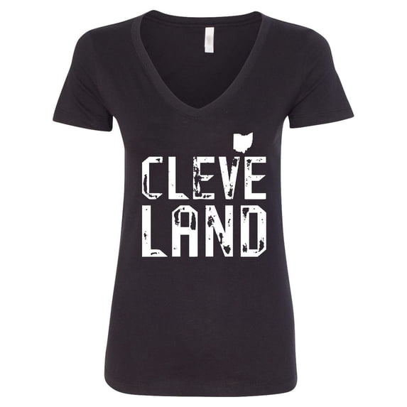 Inktastic Cleveland, Ohio Distressed Font Women's V-Neck T-Shirt