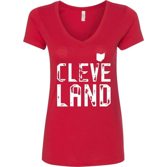 Inktastic Cleveland, Ohio Distressed Font Women's V-Neck T-Shirt