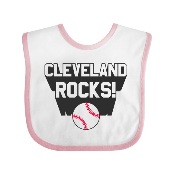 Inktastic Cleveland Rocks with Baseball Boys or Girls Baby Bib