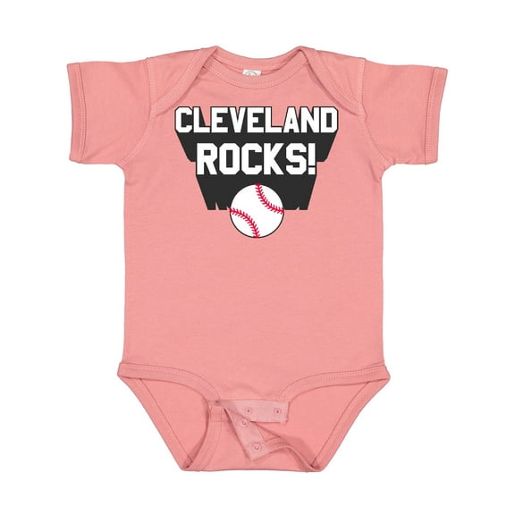 Inktastic Cleveland Rocks with Baseball Boys or Girls Baby Bodysuit