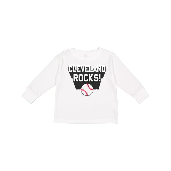 Inktastic Cleveland Rocks with Baseball Boys or Girls Long Sleeve Toddler T-Shirt
