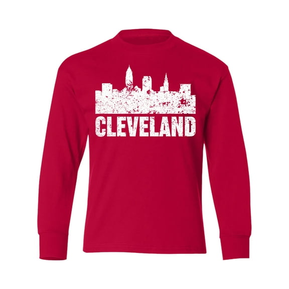 Inktastic Cleveland Skyline Grunge Long Sleeve Youth T-Shirt