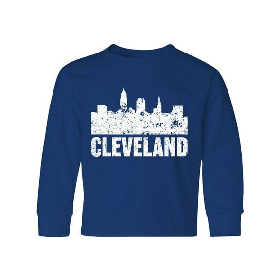 Inktastic Cleveland Skyline Grunge Long Sleeve Youth T-Shirt