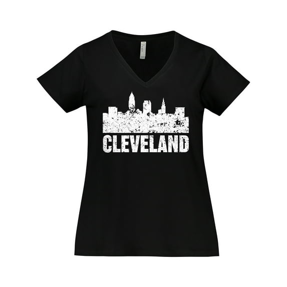Inktastic Cleveland Skyline Grunge Women's Plus Size V-Neck T-Shirt