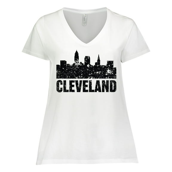 Inktastic Cleveland Skyline Grunge Women's Plus Size V-Neck T-Shirt