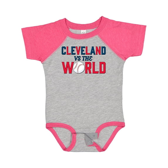Inktastic Cleveland Vs. the World Blue and Red with Baseball Boys or Girls Baby Bodysuit