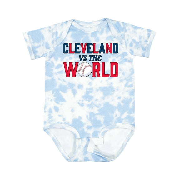 Inktastic Cleveland Vs. the World Blue and Red with Baseball Boys or Girls Baby Bodysuit