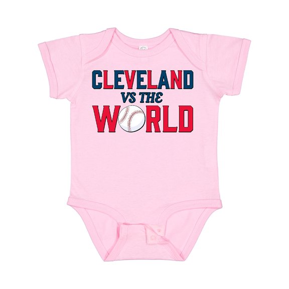 Inktastic Cleveland Vs. the World Blue and Red with Baseball Boys or Girls Baby Bodysuit