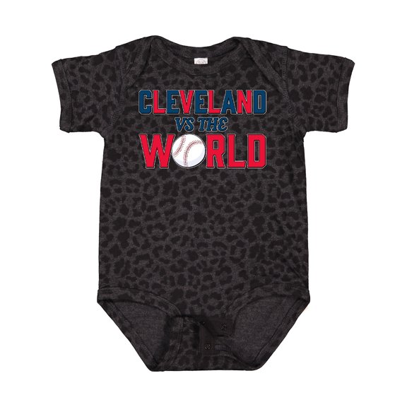 Inktastic Cleveland Vs. the World Blue and Red with Baseball Boys or Girls Baby Bodysuit