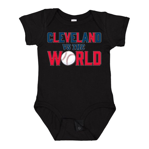 Inktastic Cleveland Vs. the World Blue and Red with Baseball Boys or Girls Baby Bodysuit