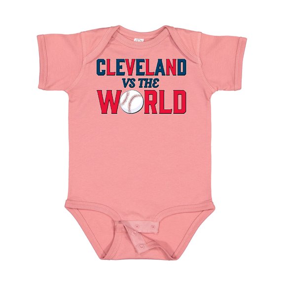 Inktastic Cleveland Vs. the World Blue and Red with Baseball Boys or Girls Baby Bodysuit