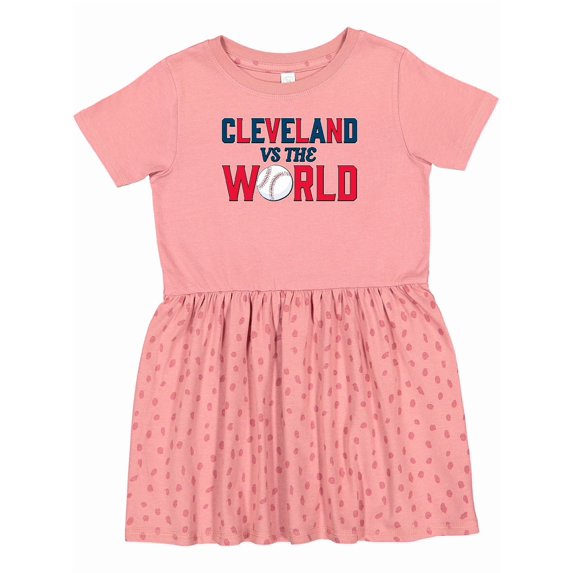 Inktastic Cleveland Vs. the World Blue and Red with Baseball Girls Toddler Dress