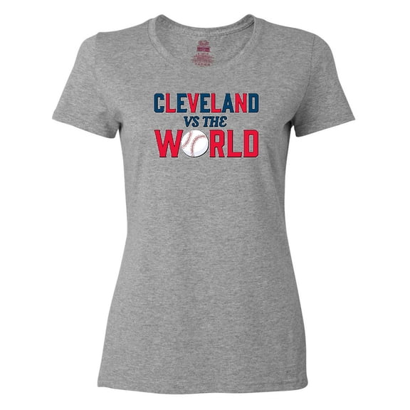 Inktastic Cleveland Vs. the World Blue and Red with Baseball Women's T-Shirt