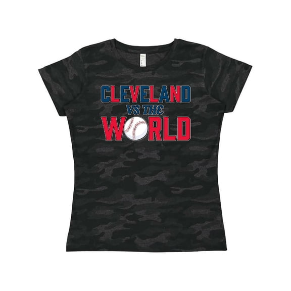 Inktastic Cleveland Vs. the World Blue and Red with Baseball Women's T-Shirt