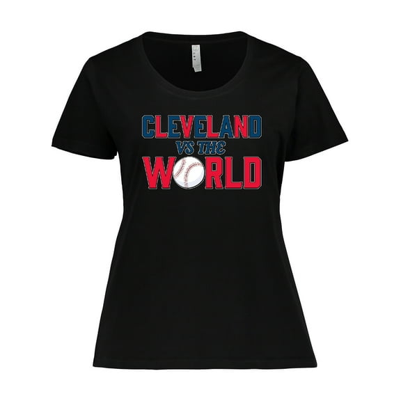 Inktastic Cleveland Vs. the World blue and red with baseball Women's Plus Size T-Shirt