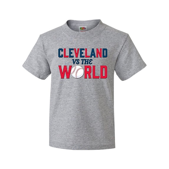 Inktastic Cleveland Vs. the World blue and red with baseball Youth T-Shirt