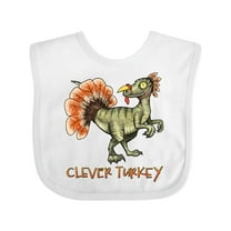 Inktastic Clever Turkey Thanksgiving Dinosaur Boys or Girls Baby Bib