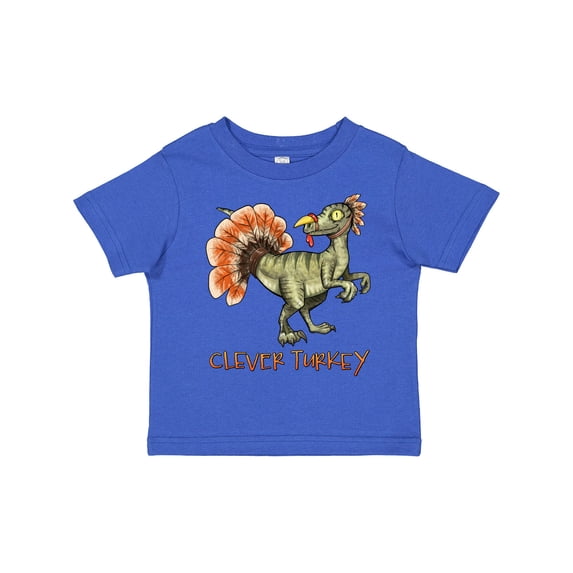 Inktastic Clever Turkey Thanksgiving Dinosaur Boys or Girls Toddler T-Shirt