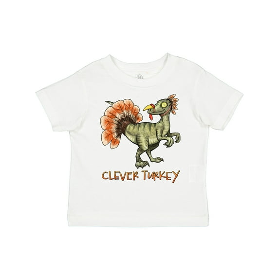 Inktastic Clever Turkey Thanksgiving Dinosaur Boys or Girls Toddler T-Shirt