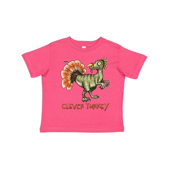 Inktastic Clever Turkey Thanksgiving Dinosaur Boys or Girls Toddler T-Shirt