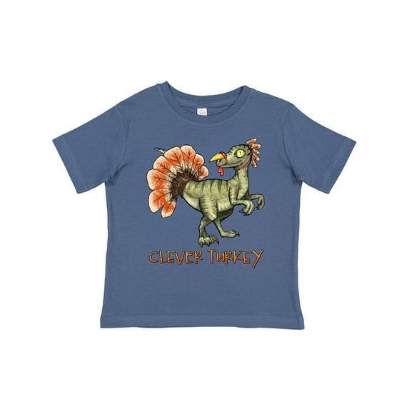 Inktastic Clever Turkey Thanksgiving Dinosaur Boys or Girls Toddler T-Shirt