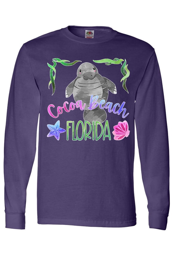 Cocoa Beach Florida Cute Swimming Manatee Long Sleeve T-Shirt