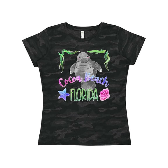 Inktastic Cocoa Beach Florida Cute Swimming Manatee Women's T-Shirt