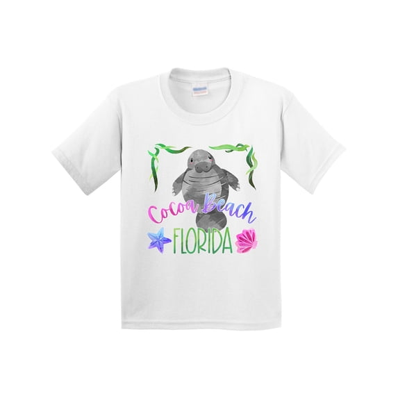 Inktastic Cocoa Beach Florida Cute Swimming Manatee Youth T-Shirt