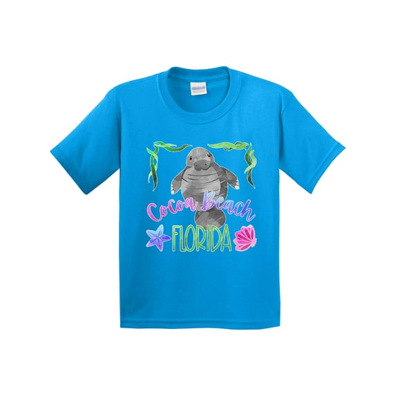 Inktastic Cocoa Beach Florida Cute Swimming Manatee Youth T-Shirt