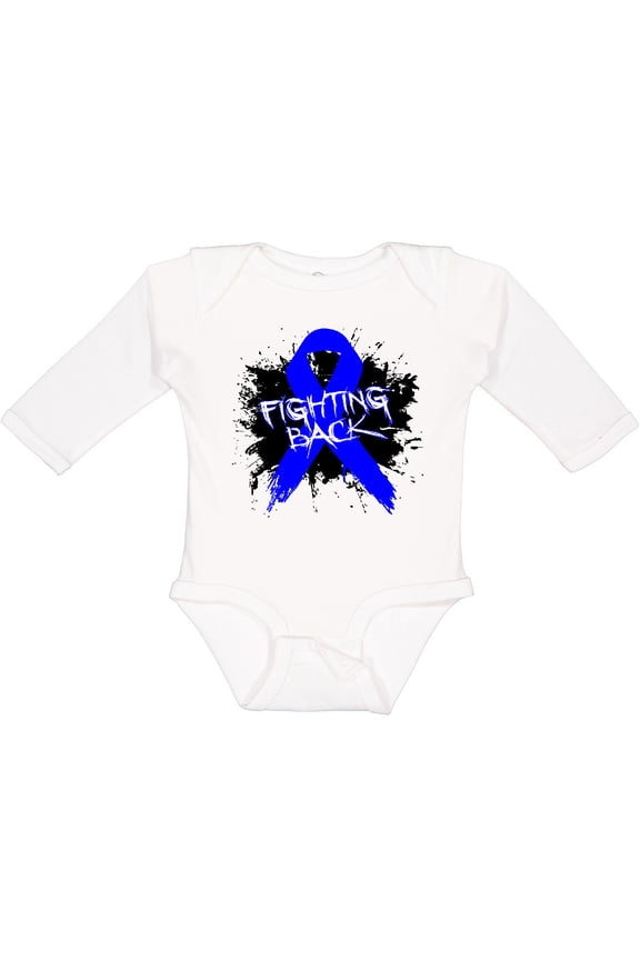 Colon Cancer Fighting Back Boys or Girls Long Sleeve Baby Bodysuit